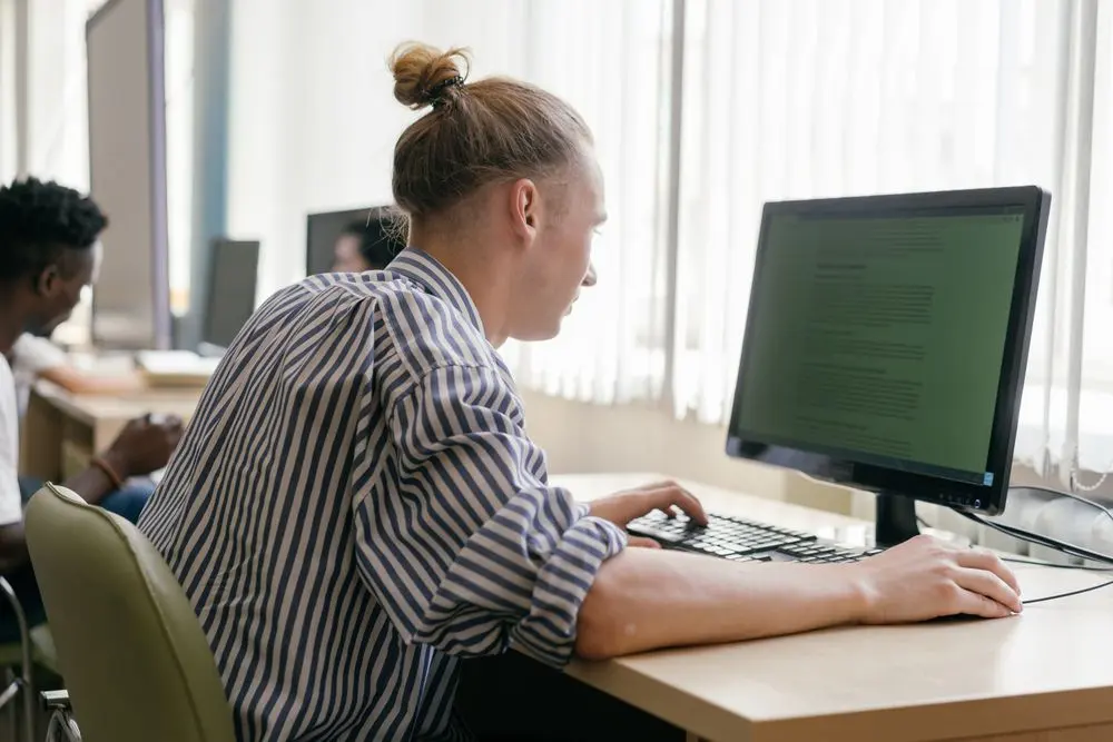 Online class session open on a laptop screen